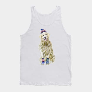 Golden Retriever wearing winter outfit Tank Top